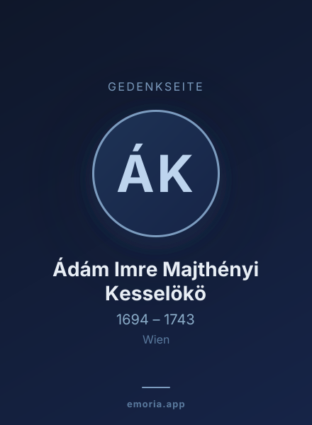 Gedenkportrait von Ádám Imre Majthényi Kesselökö