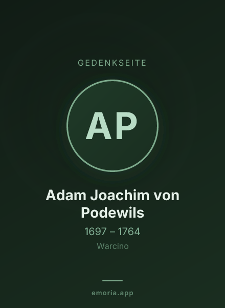 Gedenkportrait von Adam Joachim von Podewils