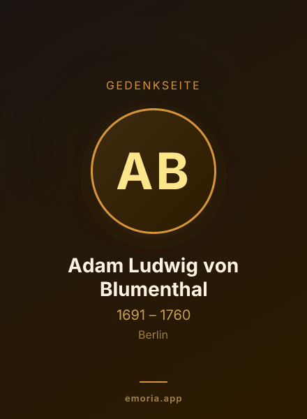 Gedenkportrait von Adam Ludwig von Blumenthal