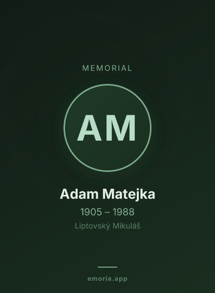 Memorial portrait of Adam Matejka