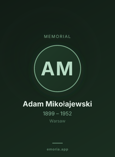 Memorial portrait of Adam Mikołajewski