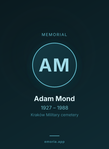 Memorial portrait of Adam Mond