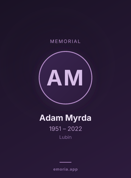 Memorial portrait of Adam Myrda