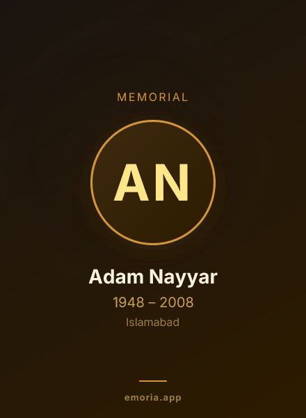 Memorial portrait of Adam Nayyar