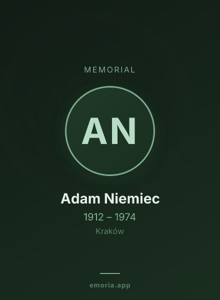 Memorial portrait of Adam Niemiec