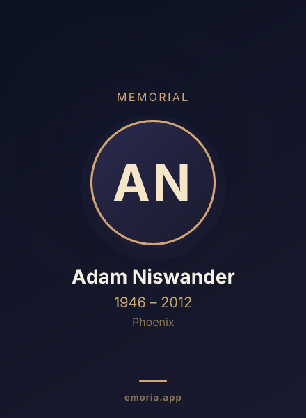 Memorial portrait of Adam Niswander