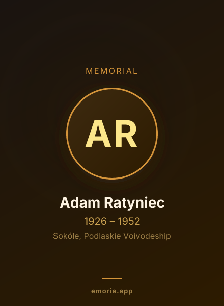 Memorial portrait of Adam Ratyniec