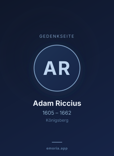 Gedenkportrait von Adam Riccius