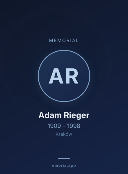 Memorial portrait of Adam Rieger