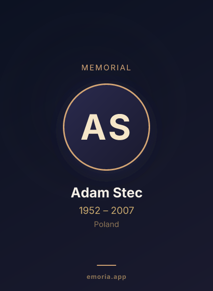 Memorial portrait of Adam Stec