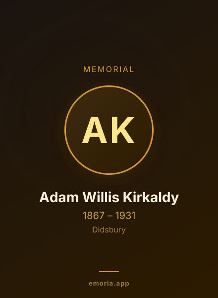 Memorial portrait of Adam Willis Kirkaldy
