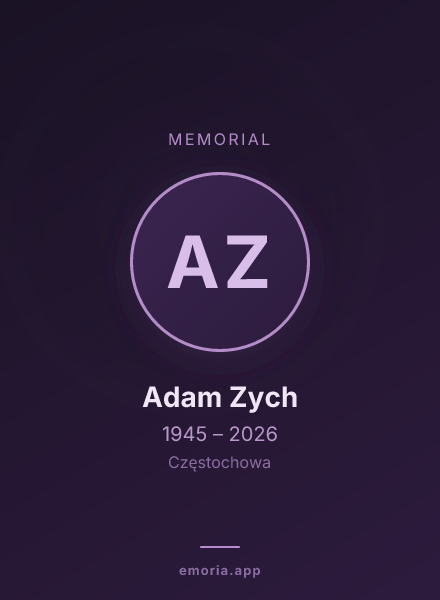 Memorial portrait of Adam Zych