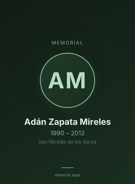 Memorial portrait of Adán Zapata Mireles