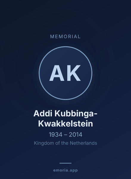 Memorial portrait of Addi Kubbinga-Kwakkelstein