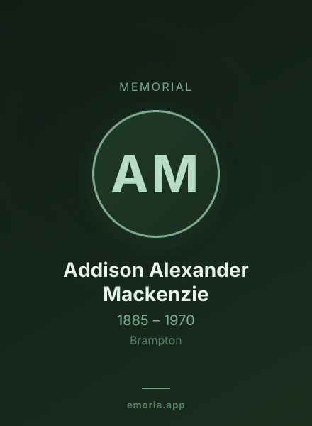 Memorial portrait of Addison Alexander Mackenzie