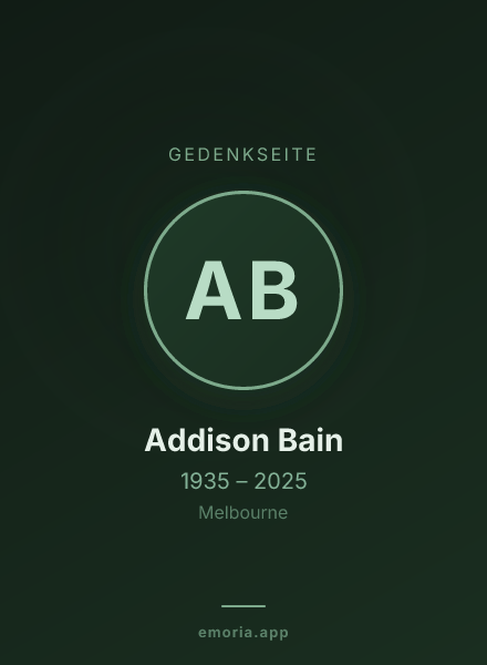 Gedenkportrait von Addison Bain