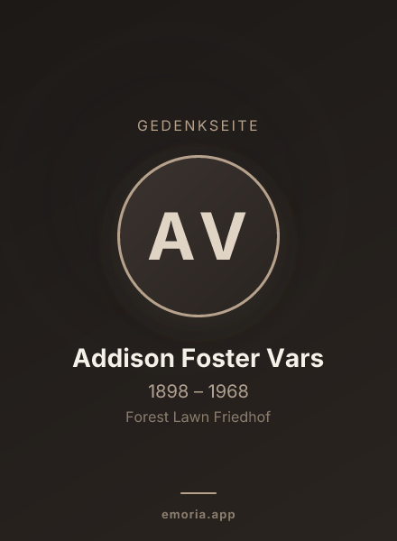 Gedenkportrait von Addison Foster Vars