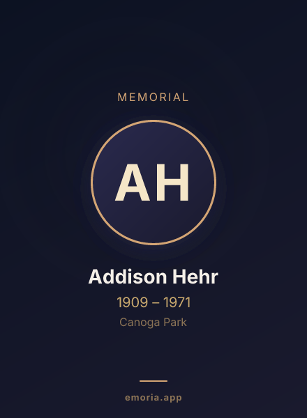 Memorial portrait of Addison Hehr