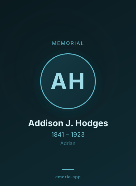 Memorial portrait of Addison J. Hodges