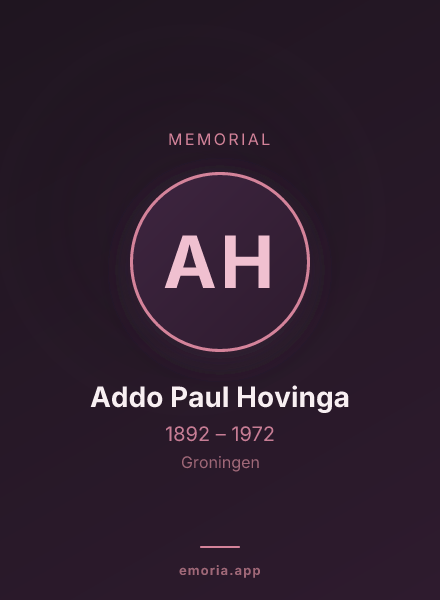 Memorial portrait of Addo Paul Hovinga