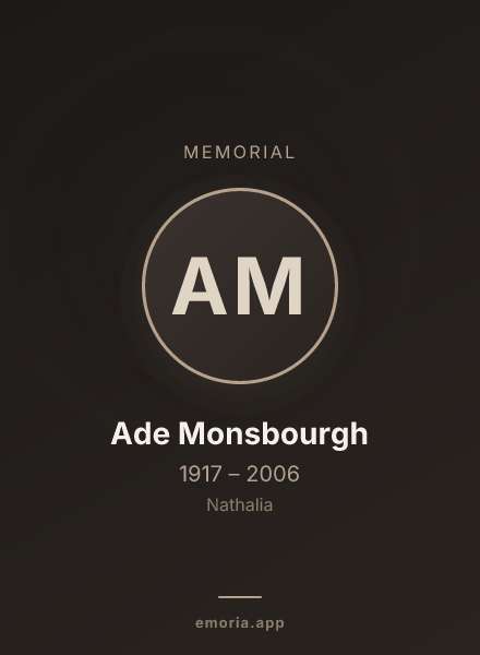 Memorial portrait of Ade Monsbourgh