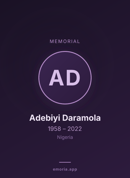 Memorial portrait of Adebiyi Daramola