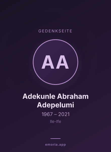 Gedenkportrait von Adekunle Abraham Adepelumi