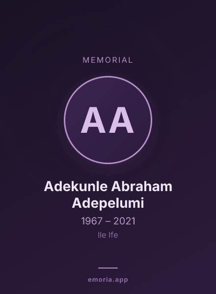 Memorial portrait of Adekunle Abraham Adepelumi