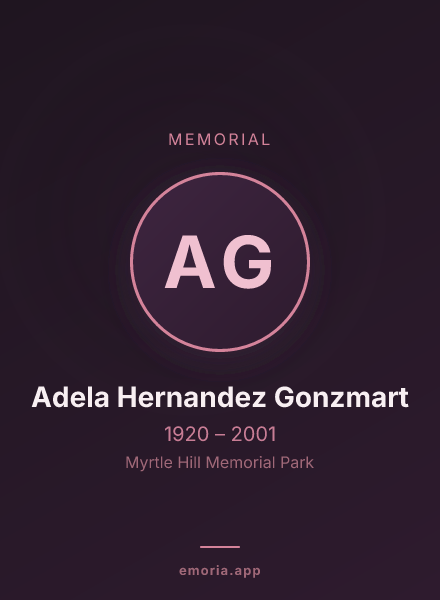 Memorial portrait of Adela Hernandez Gonzmart