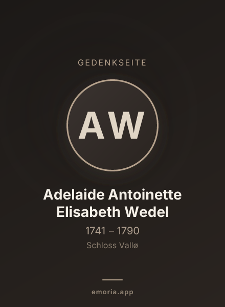 Gedenkportrait von Adelaide Antoinette Elisabeth Wedel