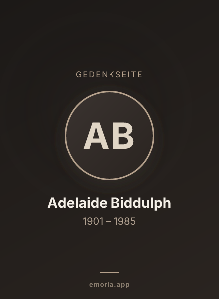 Gedenkportrait von Adelaide Biddulph