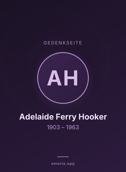 Gedenkportrait von Adelaide Ferry Hooker