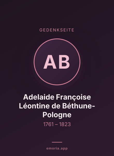 Gedenkportrait von Adelaide Françoise Léontine de Béthune-Pologne
