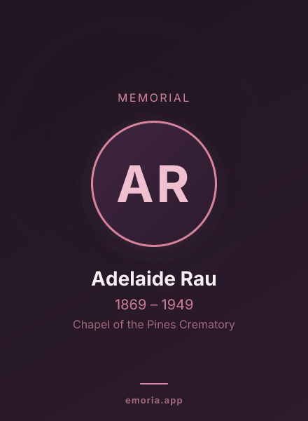 Memorial portrait of Adelaide Rau