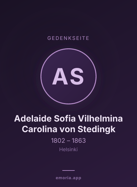 Gedenkportrait von Adelaide Sofia Vilhelmina Carolina von Stedingk