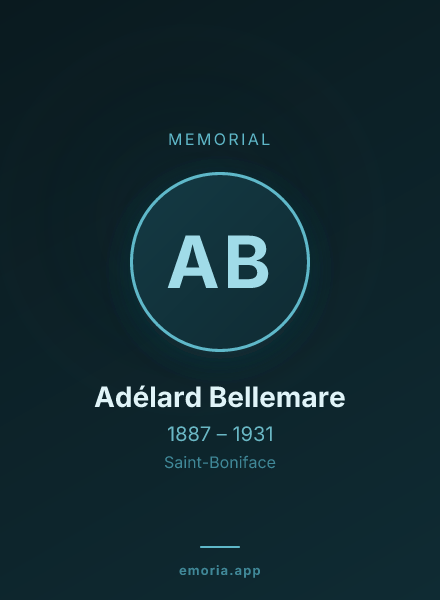 Memorial portrait of Adélard Bellemare