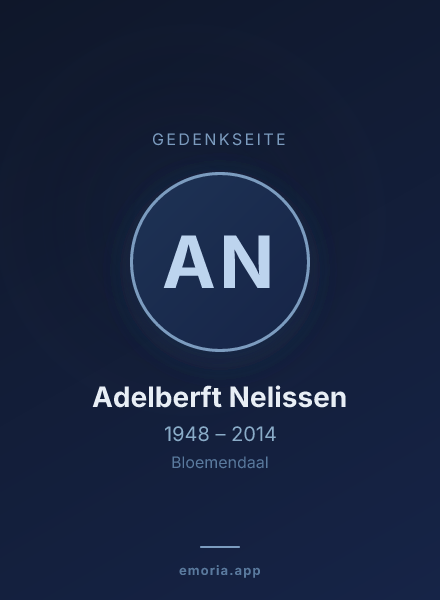 Gedenkportrait von Adelberft Nelissen