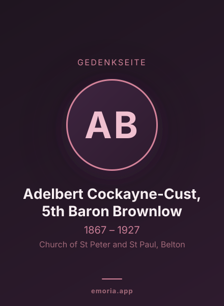 Gedenkportrait von Adelbert Cockayne-Cust, 5th Baron Brownlow