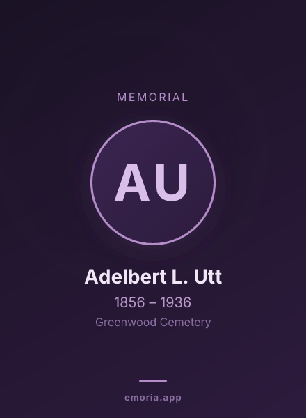 Memorial portrait of Adelbert L. Utt