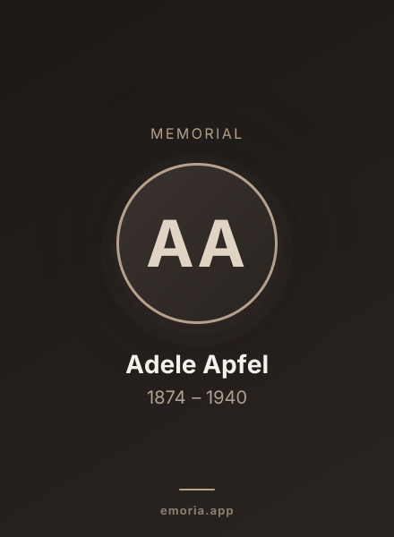 Memorial portrait of Adele Apfel