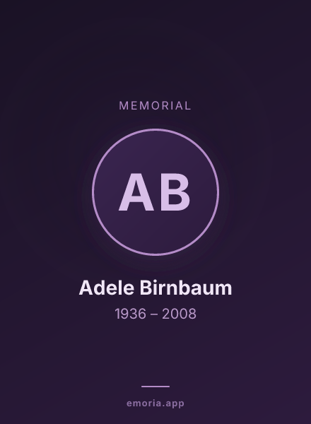 Memorial portrait of Adele Birnbaum