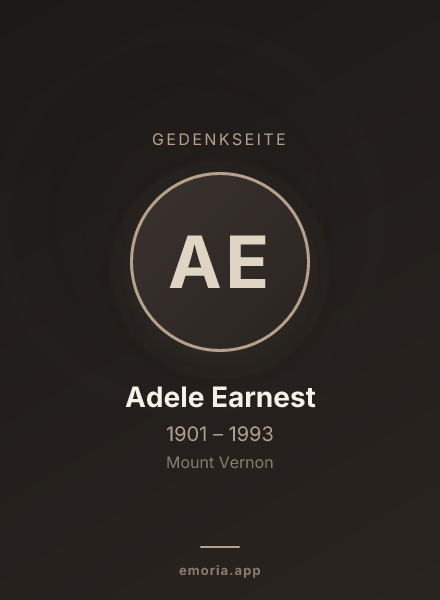 Gedenkportrait von Adele Earnest
