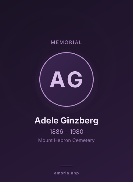 Memorial portrait of Adele Ginzberg