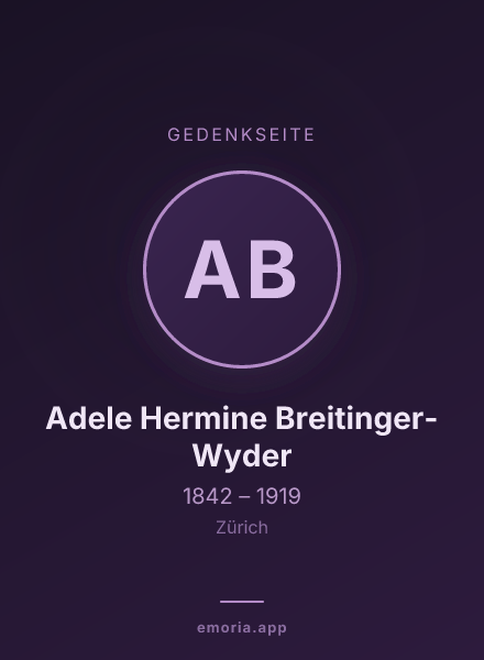 Gedenkportrait von Adele Hermine Breitinger-Wyder