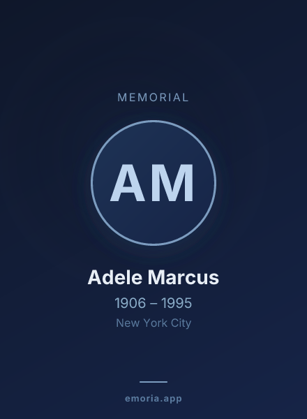 Memorial portrait of Adele Marcus