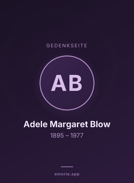 Gedenkportrait von Adele Margaret Blow