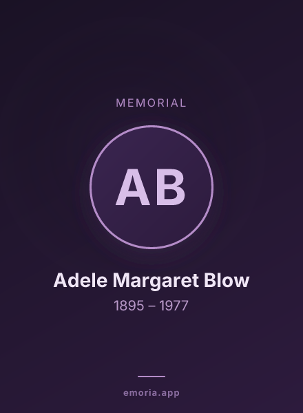 Memorial portrait of Adele Margaret Blow