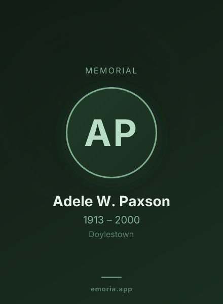 Memorial portrait of Adele W. Paxson