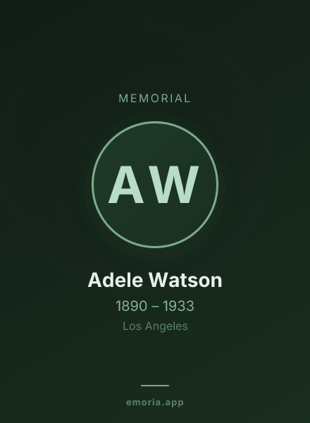 Memorial portrait of Adele Watson