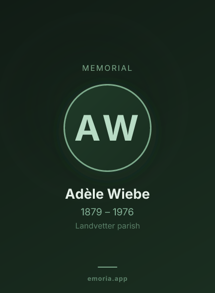 Memorial portrait of Adèle Wiebe